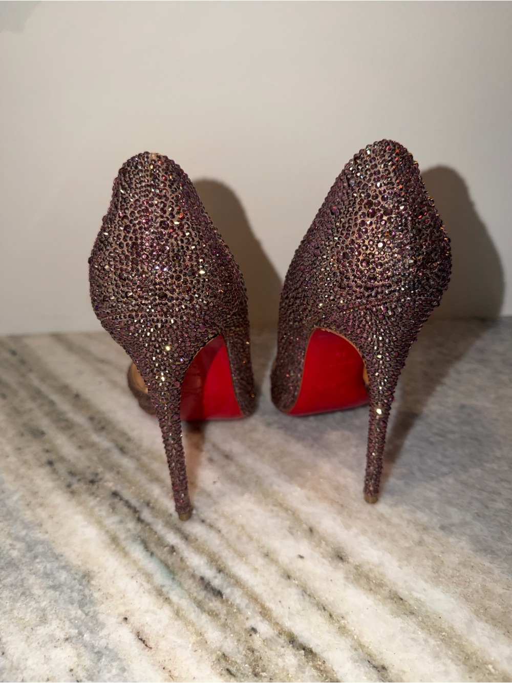 Christian Louboutin Brown Crystal Pointed-Toe Stiletto Pumps - Picture 4 of 4